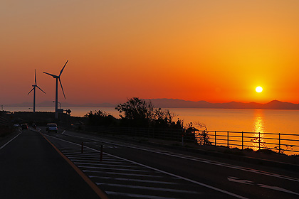 大雀海岸 夕日