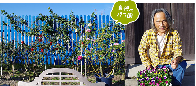 種田さん自慢のバラ園