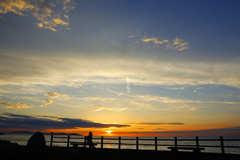 御来屋海岸の夕日