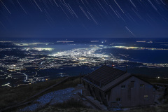 大山山頂から観る星空の軌道